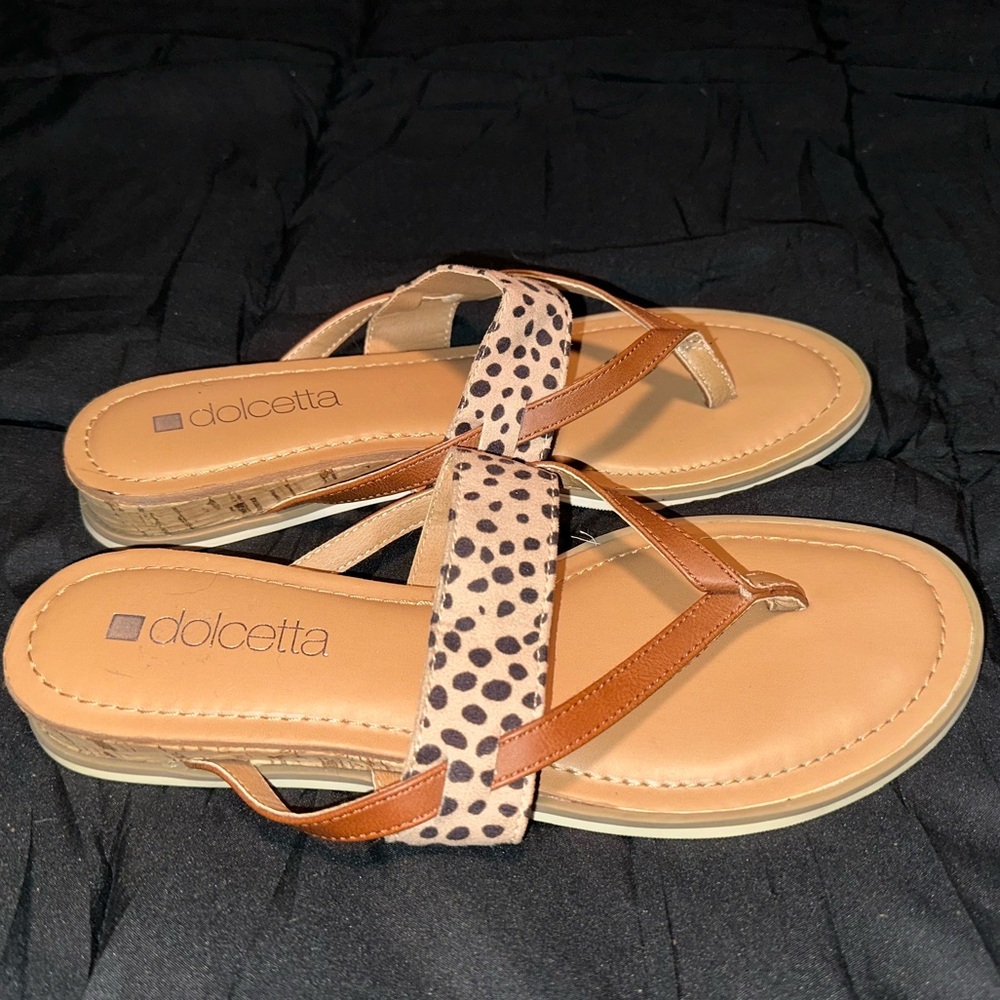Dolcetta Leopard Wedge Sandals